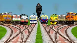 9 Trains Crossing By Bumpy Branched Railroad Tracks | risky tracks | train simulator classic 2025 