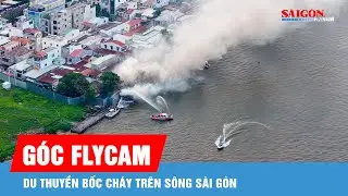 Du thuyền bốc ch&aacute;y tr&ecirc;n s&ocirc;ng S&agrave;i G&ograve;n