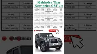 New 3Door Mahindra Thar New price 2025 Gst 2.0. #thar #thar4x4 #gst2025 #mahindrathar #price #18%gst