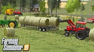 BALING & HAULING HAY | PICKED UP MY CHILD HOLD TRACTOR (FARM SAVE ROLEPLAY) FS19