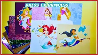Đồ Chơi T&ocirc; M&agrave;u Tranh D&aacute;n Giấy M&agrave;u Nhũ C&ocirc;ng Ch&uacute;a Disney | Glitter sticker princess| Diy magic sticker
