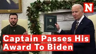 Zelensky Gives Ukrainian Captain's Award To Biden: 'Very Brave President'