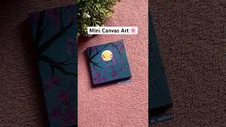 Moonlight night sky painting 🌸 | Mini Canvas Painting #flowers #art #painting  #shorts #shortvideo