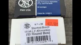 5.7x28mm, 27gr JHP, SS195LF Whitebox vs White/Bluebox, Velocity Five-seveN
