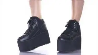 YRU Qozmo Hi Black Platform Sneakers