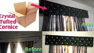 DIY No Sew Crystal Tufted Cornice For Your Window