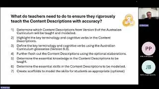 Step 1 in ACARA's CASE Model (Curriculum - Content Descriptions)