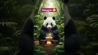 Panda Cooking Maggi in the Jungle | Cute Panda Making Maggi 🍜🐼 #kids #shorts