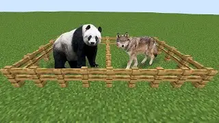 realistic panda and wolf in minecraft
