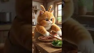 Orange Cat Cooked Boiled Meat with Fermented Fi #funny #aicartoons #cat #cute #cutecomedy #shorts