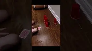 Ping pong ball trick shot with cup tower!! #shorts #cuptower #pingpong #trickshots #cardthrowing