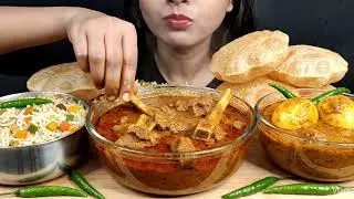 ASMR EATING SPICY MUTTON CURRY, SPICY CHICKEN CURRY, FISH CURRY, KALEJI CURRY WITH RICE |EATING SHOW