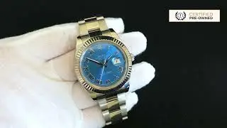 Pre-owned Rolex DateJust S/Steel with White Gold Fluted Bezel - Roman Numerals on timetofind.com