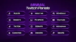 Purple Twitch Panels Pack // Minimal Twitch Panels Template