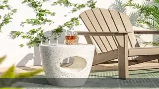 glitzhome Modern Decorative Garden Stool Heavy Duty Patio Sturdy Faux Concrete Garden Stool Side Ta