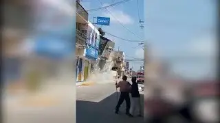 Edificio se desploma en Juchit&aacute;n, Oaxaca, despu&eacute;s de la afectaci&oacute;n del sismo