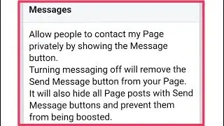 Facebook Page Messages Allow And Disable Settings