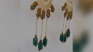 Gold Macrame Earrings with Aventurine gemstone