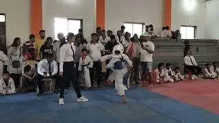 Taekwondo state level tournament 2nd round 🥋me blue colour chest guard