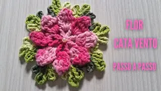 FLOR CATA VENTO EM CROCH&Ecirc; MUITO F&Aacute;CIL