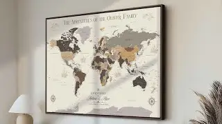 Personalized Push Pin World Map Canvas | Customizable Framed Travel Map Wall Art Print
