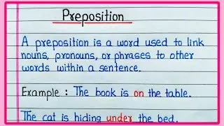Preposition in English Grammar: Examples of Preposition, Definition of Preposition/Sentence example