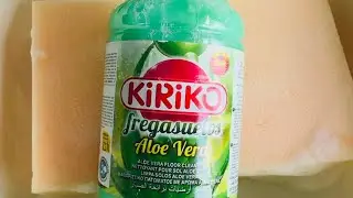 ASMR huge soapy jelly foam block sponge rip ripping crispy crunchy sponges in Kiriko floor cleaner