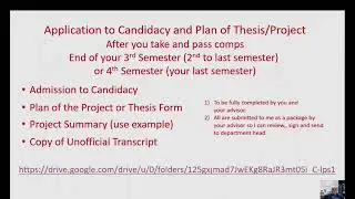 NCCU M.S. in Earth Sciences - Completing your Application for Candidacy and Plan of Project / Thesis