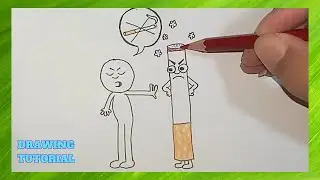 Easy drawing tutorial of no smoking | how to draw no smoking