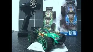 jjrc q36 rc truggy first run then out running  a 1/10 brushless truggy plz read description!!