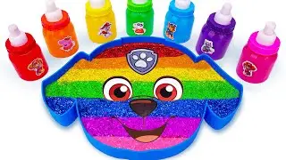 Satisfying ASMR Video 🌈 How To Make Rainbow Paw Patrol Bathtub With Mixing Glitter Slime