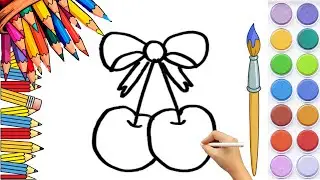 How To Draw cute Apple Drawing easy, Painting & Coloring For Kids and Toddlers_ Child Art🐋🌈🎨