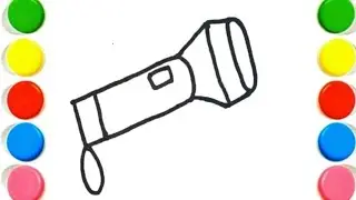 How To Draw cute Torch 🔦 Drawing, Painting & Coloring For Kids and Toddlers_ Child Art #easydrawing