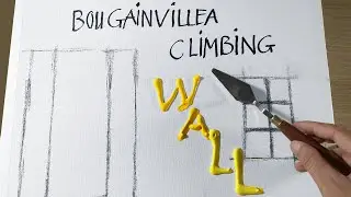 Daily Challenge #12 / Aluminium Art / Paint Bougainvillea climbing a yellow wall with Acrylic