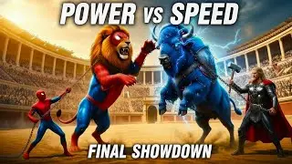 👉 SPIDER-MAN LION vs THOR BISON | Ultimate Animal Superhero Battle