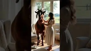 Giant Oberhasli Goat Indoors with Human Bonding#animals