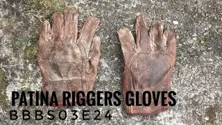 BBBs03e24 | Patina, Fauxtina or Distressed Look Applied to $11 Leather Riggers Gloves | Virago XV750