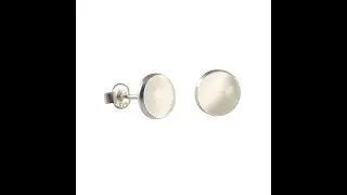 White Round Stone Small Silver Stud Earrings