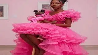 High Low Fuchsia Mother and Daughter Dress With Beads Ruffles Tulle Mommy and Me Birthday Dress