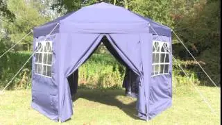 Blue and Black Hexagonal gazebo demonstration