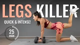 25 min LEGS + GLUTES WORKOUT (Quick & Intense!) - Home Workout with Dumbbells