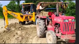 New JCB 3DX Eco in Mud Loading | Mahindra 275  & New Eicher  Tractors Trolley With Rough Tracks