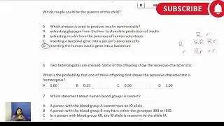 IGCSE & O Level Biology MCQs  Genetics Story with Blood Groups, Insulin & Homozygous Cross  Past Pap