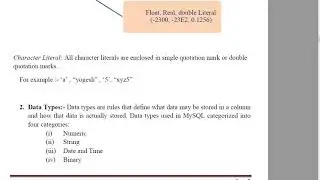 C12.Literals+Data Types in DBMS