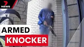 Frightening moment gunman knocks on Narangba home door | 7NEWS