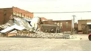A building collapsed in New Cordell after strong wind gusts hit the town