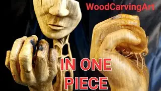 All I ONE piece!!  Butterfly in the hand || Amazing #woodcarving !