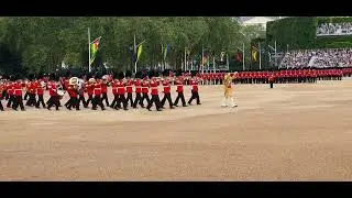 Band of the Welsh Guards arriving at Trooping the Colour 2023.