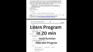 VTU 3rd SEM | DSA | Hash function | How to learn program in just 20 minutes