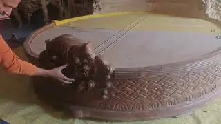 Teakwood Round bed hand working carving unpolished material. Wholesale supplier company. Low prices 